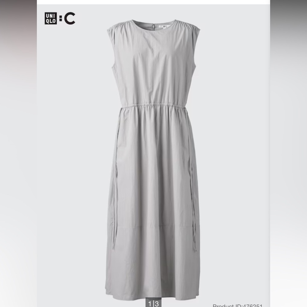 UNIQLO : C Gathered Midi Dress – Size Medium – Modern Minimalist Neutral - Picture 5 of 10